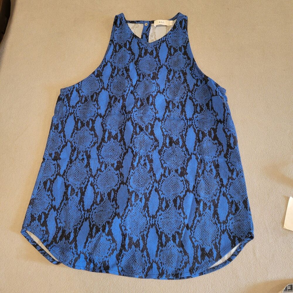A.L.C ‘Anise’ Blue Snakeskin Sleeveless Top Sz 2
